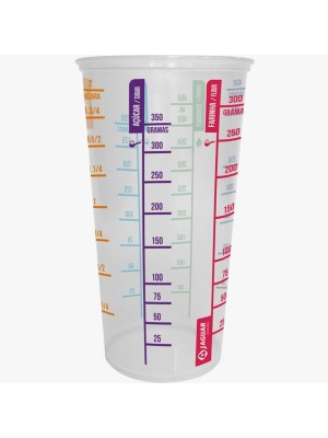 Copo Medidor 550ml Transparente com Marcação Colorida em ml, Gramas e Xícaras – Utensílio de Cozinha para Receitas, Confeitaria e Medição Precisa