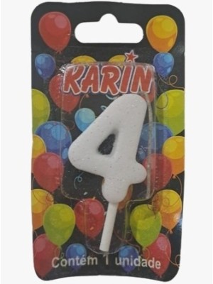 VELA DE ANIVERSARIO N.4 BRANCA C/ GLITTER UN. KARIN