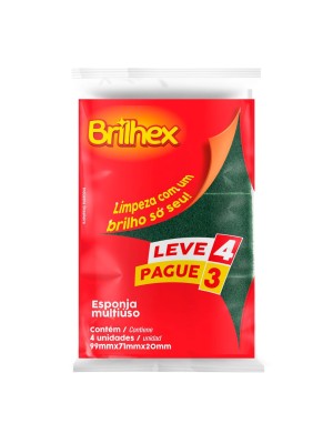 Conjunto LV4 PG3 Bucha Esponja Multiuso Dupla Face Limpeza Lavar Louça