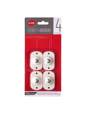 RODINHA KIT COM 4PCS PLASTICO E ACO INOX ADESIVAS 4,4X2,2X1,4CM UN. CLINK