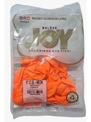 BALAO 9 LARANJA NEON C/25PCS UN. BALOES JOY