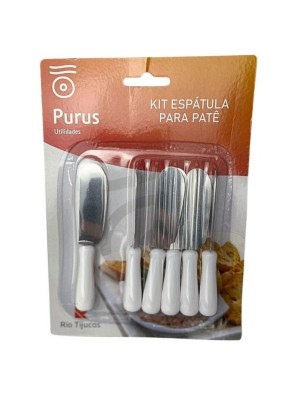 ESPATULA DE METAL PARA PATE C/6 PRETO E BRANCO UN.
