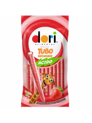 REGALIZ TUBO RECHEADO SABOR MORANGO AZEDO 44G UN.