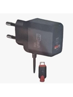 CARREGADOR DE TOMADA 12W 2.4A SAIDA TIPO-C C/2 ENTRADAS USB A&C UN. MB TECH