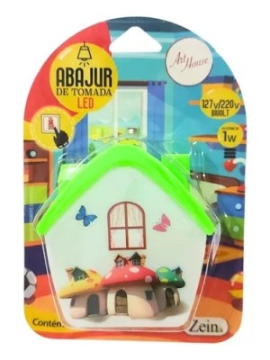 ABAJUR DE TOMADA LED CASINHA BIVOL 1W UN. ZEIN