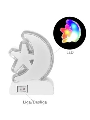 ABAJUR DE TOMADA LED LUA/ESTRELA 1W BIVOLT 8,5CM UN. ZEIN