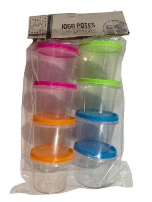 JOGO C/ 8 POTES DE PLASTICO 76ML UN. FU XING