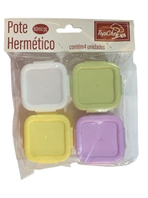 POTE HERMETICO 4 PEÇAS 60ML 6,5X3,5CM UN. TOP RIO