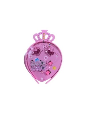 TIARA PRINCESINHA INFANTIL KIT C/7 PCS UN. GM GOLD