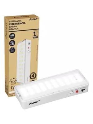 LUMINARIA LED EMERGENCIA BARRA BRANCA 100 LUMENS 1W LUZ BRANCA BIVOLT UN.