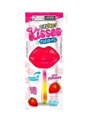 PIRULITO DIPLOKO NEON KISSES 10G UN. SABOR FRUTAS SORTIDAS