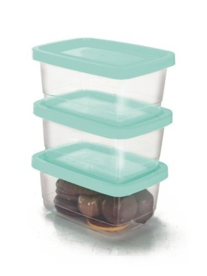 Conjunto 3 potes Retangulares Transparente para Armazenamento Multiuso