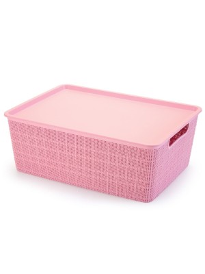 HOME ORGANIZER 10,5LTS C/TAMPA ROSA 36X26X13,5CM UN.