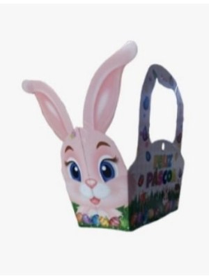 CESTA ROSA CANDY COELHO 20X12X11CM UN. PRODAC