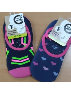 MEIA SAPATILHA 1 PAR ANTID. ADULTO 34-39 UN.