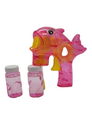 PISTOLA DE BOLHAS COM LUZ 3 CORES INCLUI 2XFRASCOS DE BOLHAS UN.