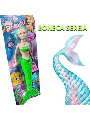 Boneca de sereia +  Acessório Bolsa Com Luz Led na Cauda brinquedo infantil
