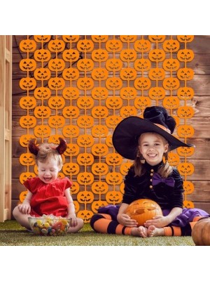 Cortina Metalizada Abóboras 1x2m – Decoração Halloween para Portas, Paredes, Janelas e Cenários Fotográficos Temáticos