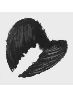 Fantasia Halloween Asa de Anjo Negro Pequena 53x35cm Infantil e Adulto