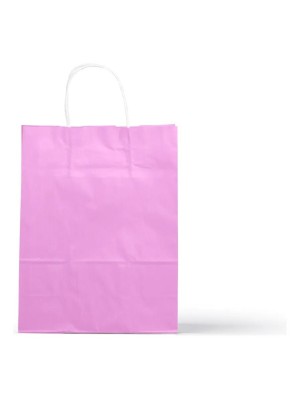 Sacola de Papel Kraft Colorido P 18x22x9cm Rosa Bebê