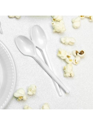 Colher Plástica Sobremesa Branco 25 Unidades Doces Aniversario