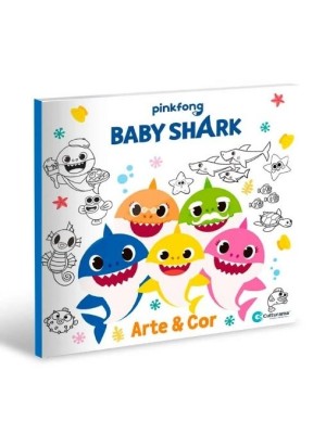 Livro De Colorir Arte E Cor - Baby Shark com 36 Paginas