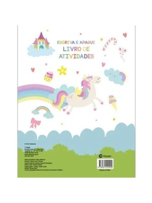 Livro Escreva e Apague Unicórnios 28x22cm em Papel 