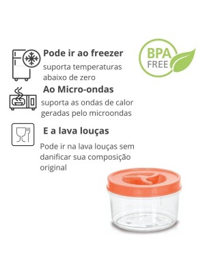 Pote Redondo Transparente com Tampa Rosca Tampa Colorida