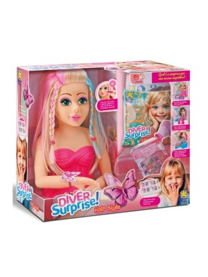 Boneca Diver Surprise Hair Style Busto com Acessórios para Pentear e Maquiar 