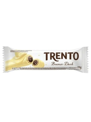 Chocolate Wafer Trento Sabor Chocolate Branco e Dark 464g - 16un com 29G Cada