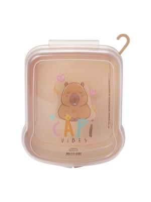 Sanduicheira Infantil Plasútil Capi Vibes 17x13cm – Porta Lanche Escolar com Estampa Fofa
