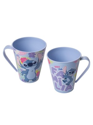Caneca Stitch 360ml Plasútil – Produto Oficial Disney, Plástico Resistente e Livre de BPA