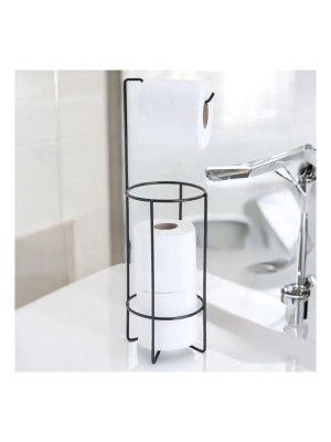 Suporte para Papel Higiênico Azzo em Aço Carbono com Acabamento Preto