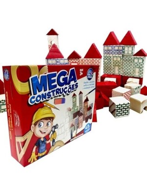 Blocos de Montar Mega Construções 45 Peças Pais & Filhos em Madeira Educativo Infantil