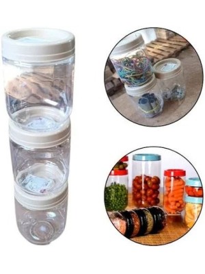 Pote Organizador Gire e Trave Plasútil 380ml com Tampa Hermética Empilhável para Temperos e Alimentos