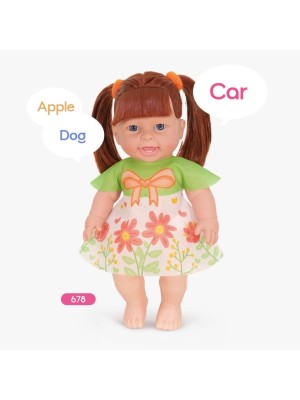 Boneca Angelina Girls Aprendendo Inglês Loira 32cm Educativa Interativa com Frases em Inglês Infantil