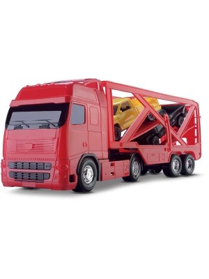 Caminhão Cegonha c/2 Carros Interstate Dakar Brinquedo Infantil Educativo Veículo de Transporte