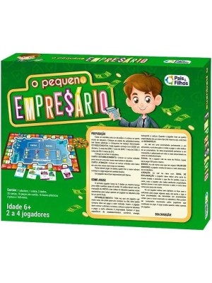 O Pequeno Empresário – Jogo de Tabuleiro Pais & Filhos com Dado, Roleta, Notas e Peças Inclusas