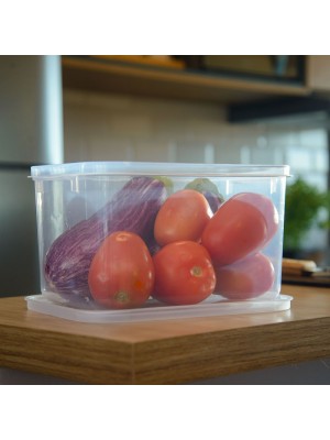 Pote Retangular Novelle Alto 10L Rischioto Plástico Transparente com Tampa Vedante para Armazenamento de Alimentos e Organização Doméstica