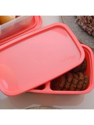 Pote Volare Retangular 1,1 Litro com 2 Divisórias Tampa Hermética para Marmita e Armazenar Alimentos