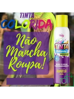 Tinta Spray Para Cabelo 150ml Amarelo Neon Temporária Fácil Aplicação Para Festas Carnaval Cosplay e Eventos