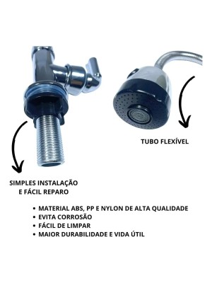 Torneira Gourmet Cromada com Ducha Flexível de Parede – Prática, Moderna e Sofisticada