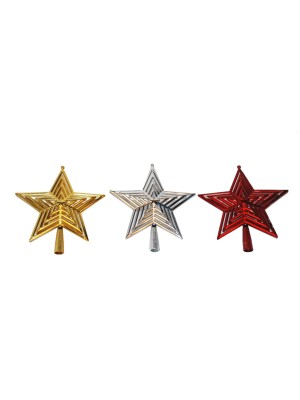 Estrela Vazada Ponteira para Árvore de Natal 33x20cm Enfeite Tradicional de Topo Decorativo Dourado ou Prateado para Decoração Natalina
