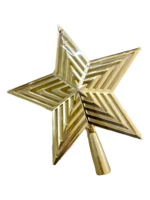 Estrela Vazada Ponteira para Árvore de Natal 33x20cm Enfeite Tradicional de Topo Decorativo Dourado ou Prateado para Decoração Natalina