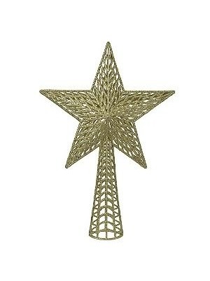 Ponteira para árvore de Natal estrela 18x25cm decorativa com glitter ou metalizado para topo de árvore natalina elegante e brilhante