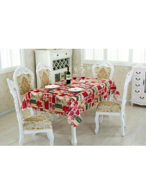 Toalha de Mesa Quadrada 150x150cm Natalina Decorativa para Ceia de Natal com Estampa Festiva e Bordas Reforçadas