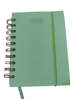 Agenda Macaron 2026 Wire-O 11x15cm – Planejamento Diário, Capa Dura, Design Moderno e Formato Portátil para Organização Pessoal e Profissional