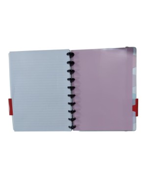 Caderno de Disco Color 10 Discos 80 Folhas 4 Divisórias A5 Refilável Pautado Escolar Escritório