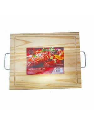 Tábua de Pinus com Cabo 50x32cm – Madeira Natural de Reflorestamento, Ideal para Cortar e Servir Carnes, Frios e Petiscos