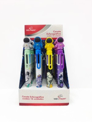 Caneta Esferográfica Astronauta Multicolorida com Topo 3D e Cores Sortidas – Caneta Criativa Decorativa para Escola, Escritório e Presente Infantil